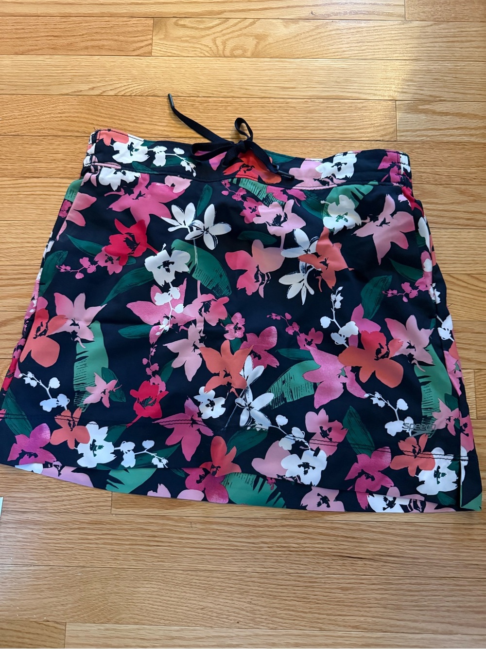 Floral Black Drawstring Skort